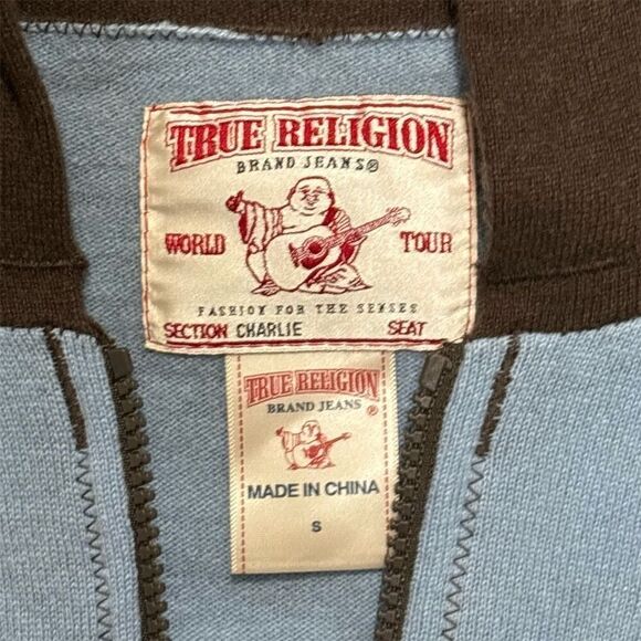 True Religion Women's Blue Zip-Up Hoodie Jacket Size S Casual - Picture 4 of 4